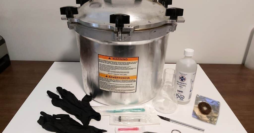 Equipment to make a spore syringe